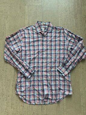 Peter Millar Men's Multicolor Plaid Button-Down Shirt, size large